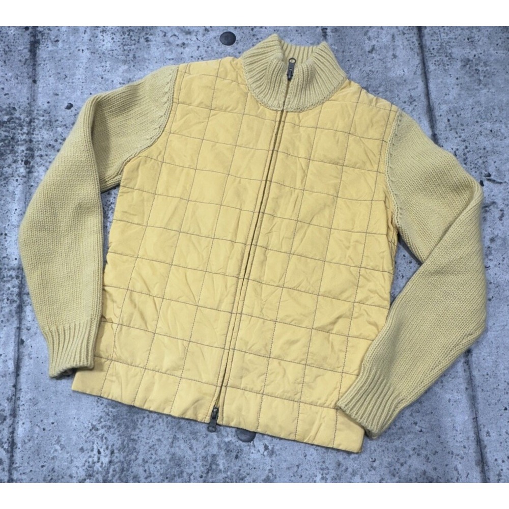 FAY Women's Knitted Cashmere Nylon Full-Zip Yellow High Neck Jacket Size XS